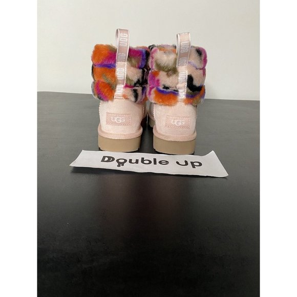 UGG Womens Fluff Mini Quilted Motlee Boots Size 6 Pink Tie Dye Rare - Picture 5 of 5